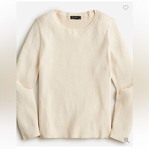 JCrew Sculpted Ribbed  XL Long Sleeve T-Shirt Fine Knit Sweater Beige Ecru EUC
